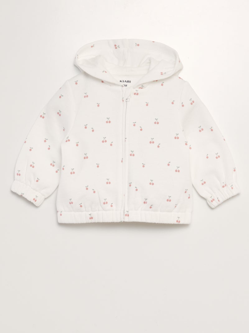 Sweatshirt com capuz com fecho em moletão quente BRANCO - Kiabi