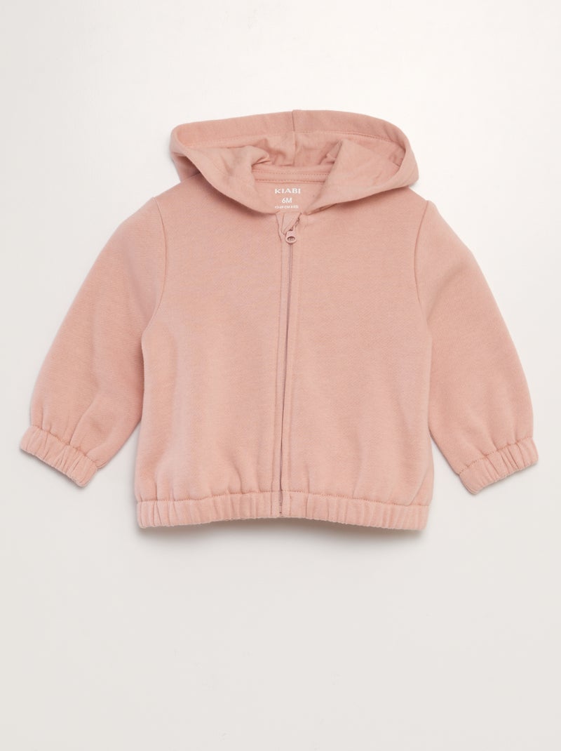 Sweatshirt com capuz com fecho em moletão quente ROSA - Kiabi