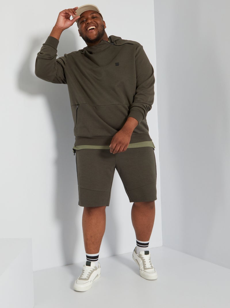 Sweatshirt com capuz com fecho no ombro CAQUI - Kiabi