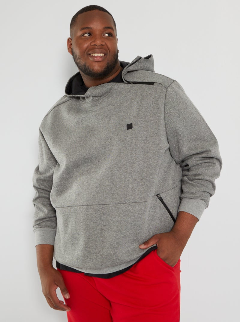 Sweatshirt com capuz com fecho no ombro CINZA - Kiabi
