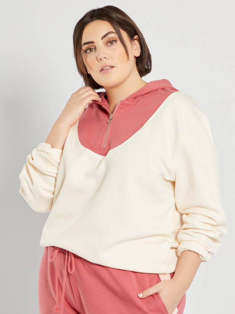 Sweatshirt com capuz com fecho ROSA - Kiabi