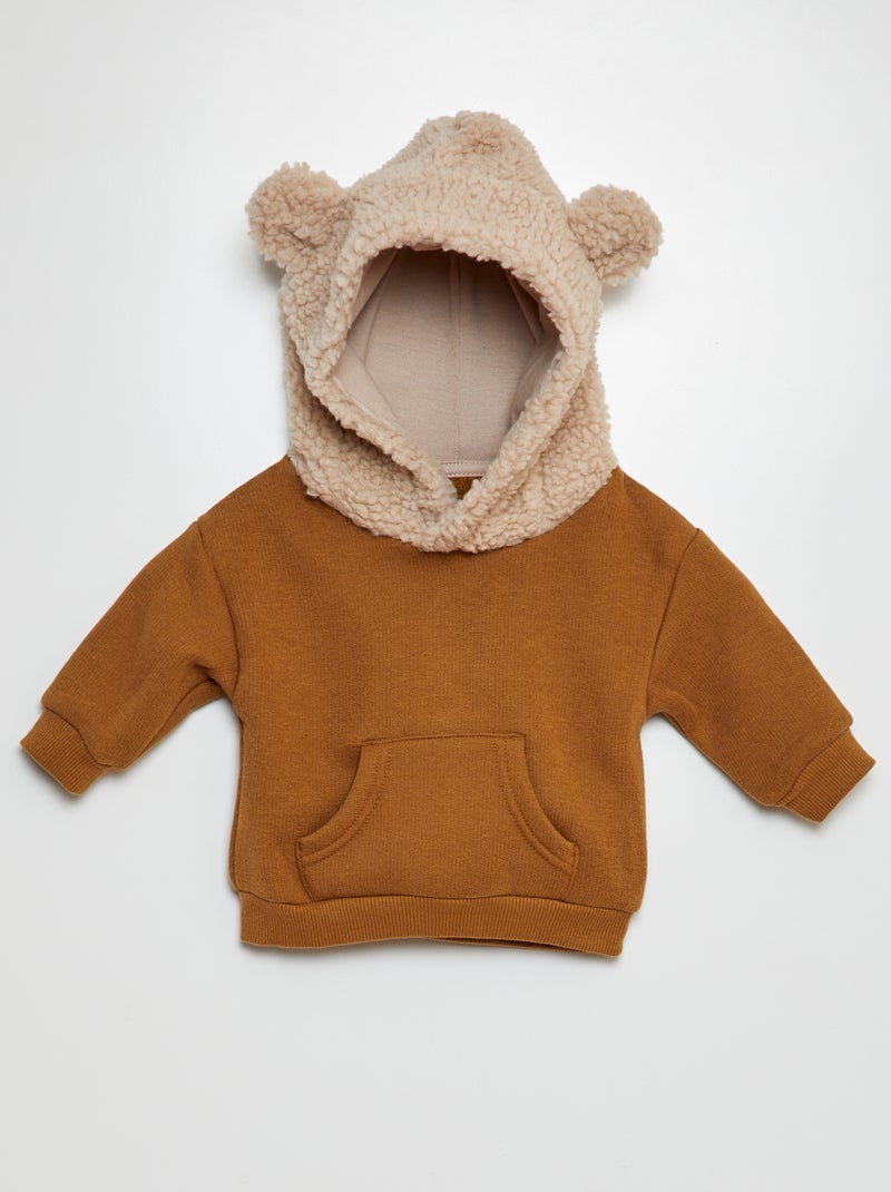 Sweatshirt com capuz com orelhas de fantasia CASTANHO - Kiabi