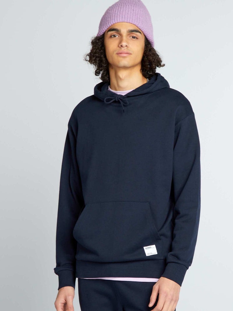 Sweatshirt com capuz com pormenor bordado AZUL - Kiabi