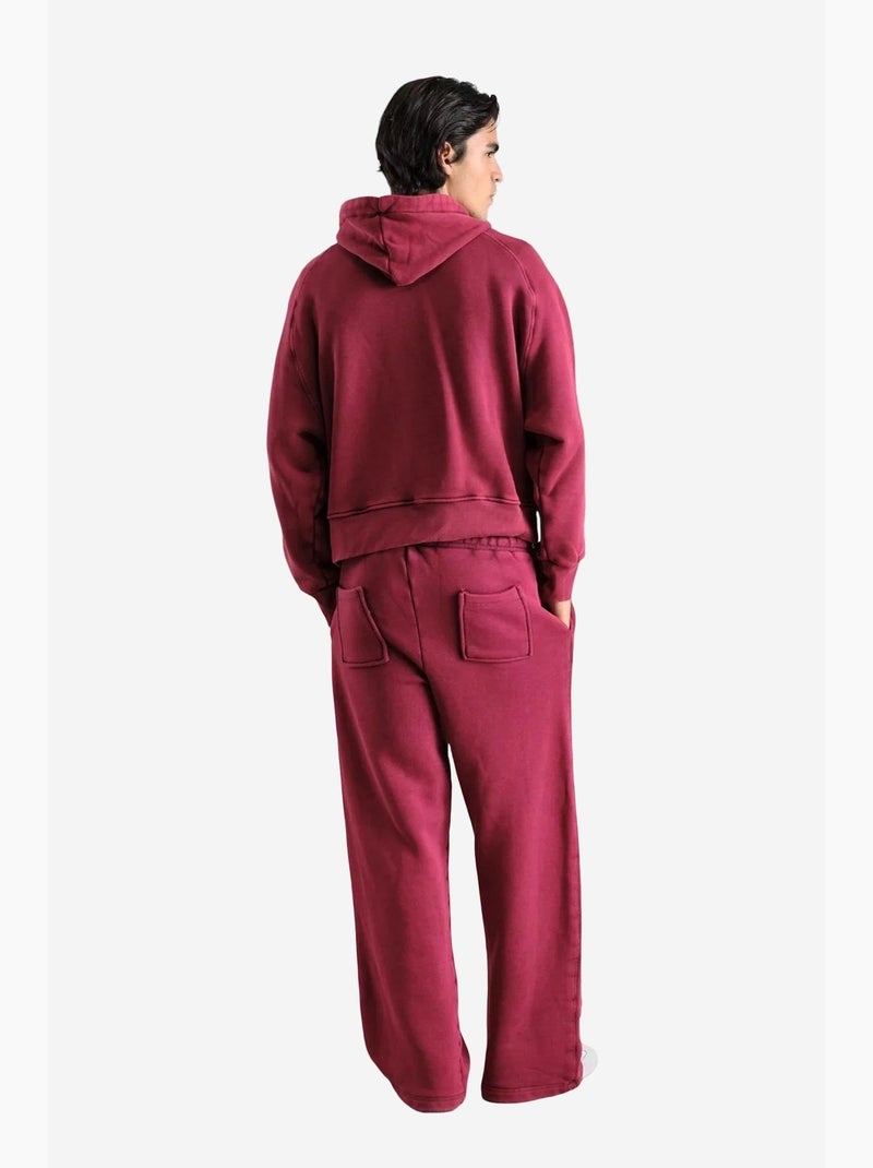 Sweatshirt com capuz, cordão e bolso giesto Vermelho bordô - Kiabi