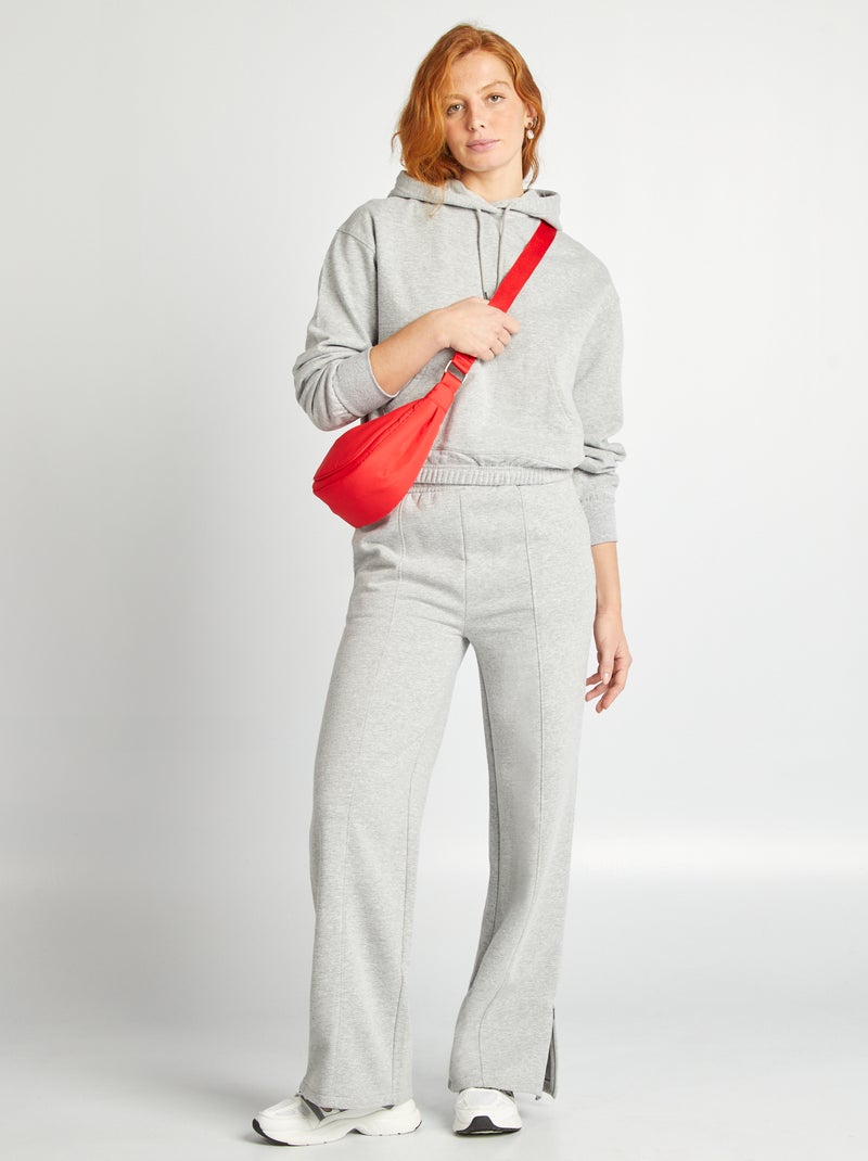 Sweatshirt com capuz crop CINZA - Kiabi