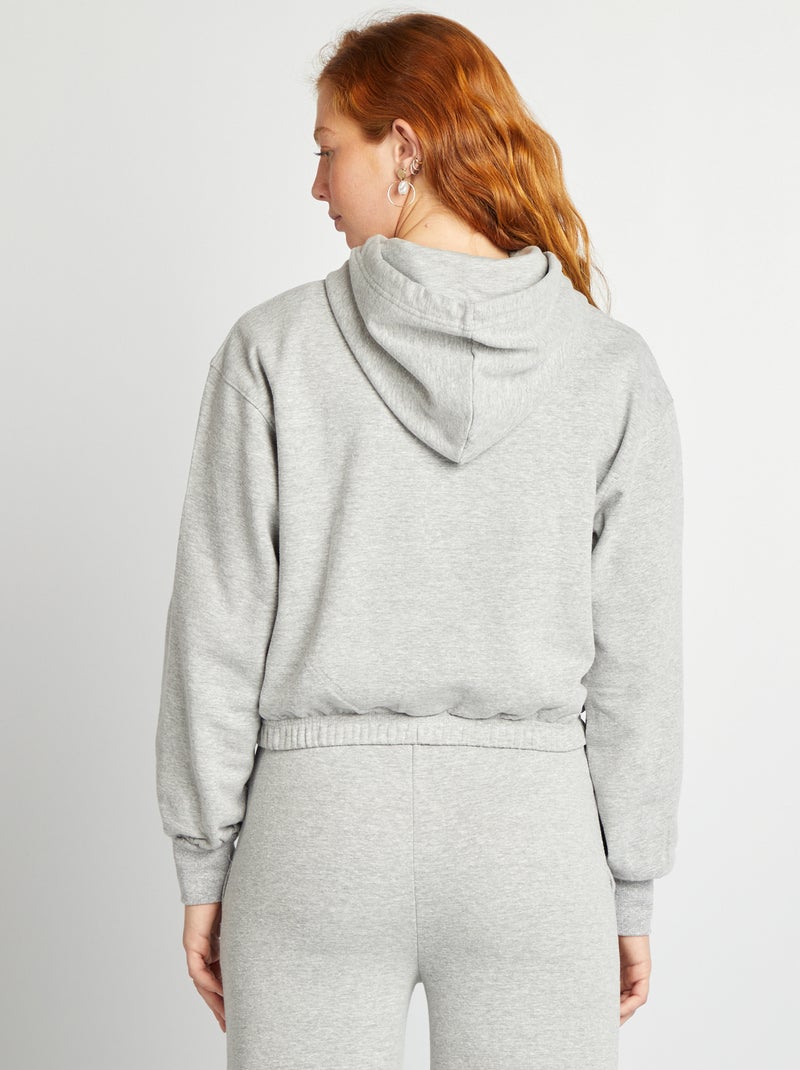 Sweatshirt com capuz crop CINZA - Kiabi