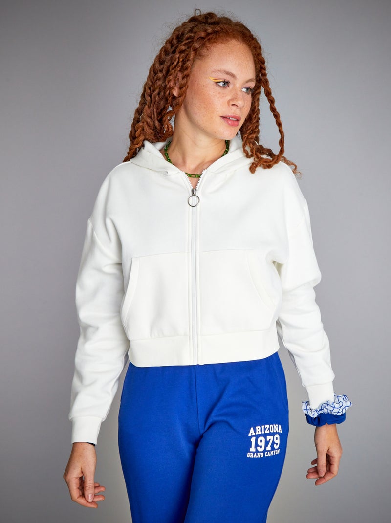 Sweatshirt com capuz crop top Branco - Kiabi