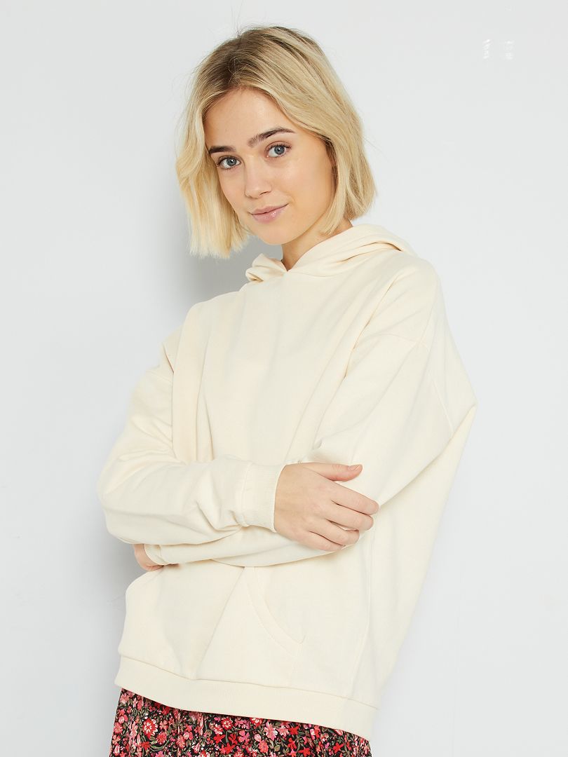 Sweatshirt com capuz de conceção ecológica BEGE - Kiabi