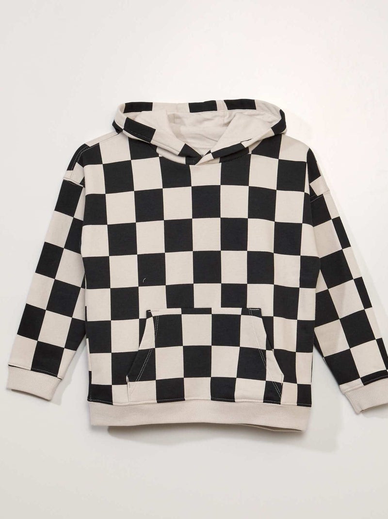 Sweatshirt com capuz de efeito loose e bolso canguru PRETO - Kiabi
