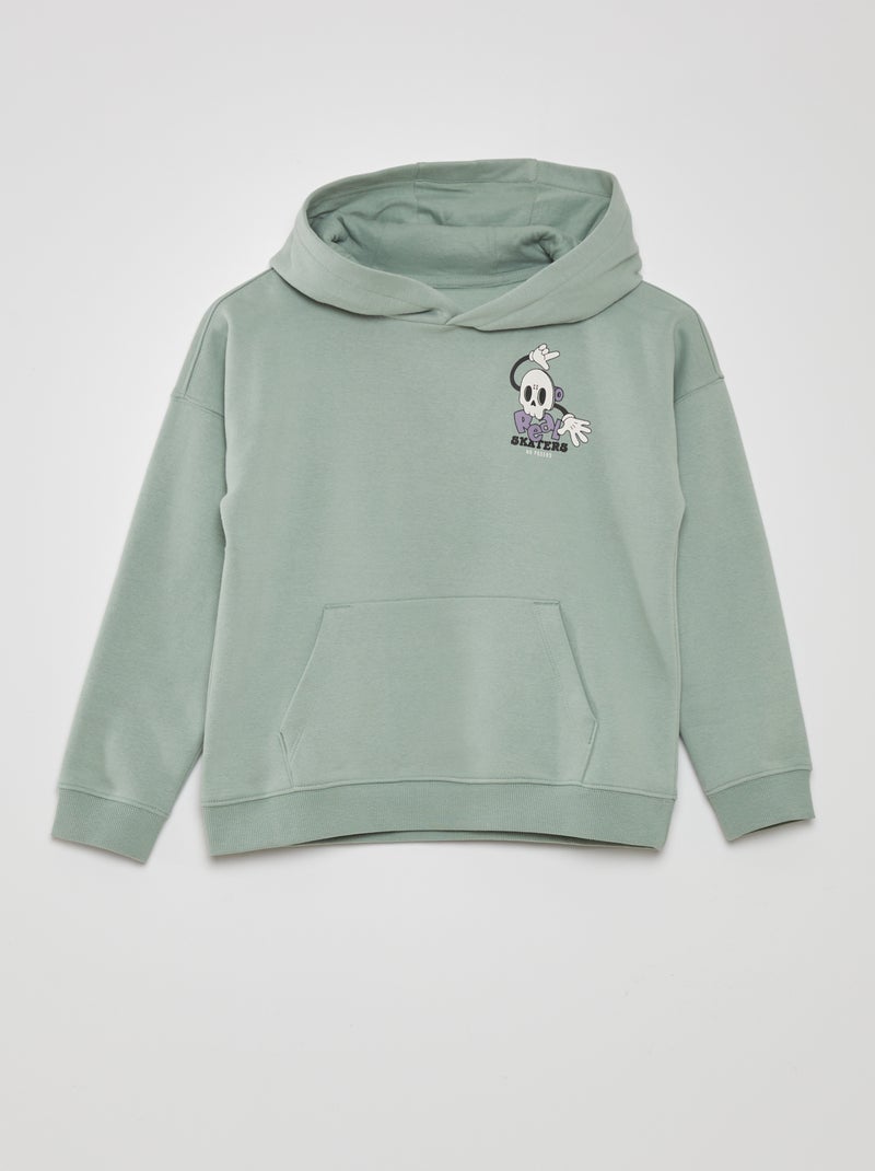 Sweatshirt com capuz de efeito loose e bolso canguru VERDE - Kiabi