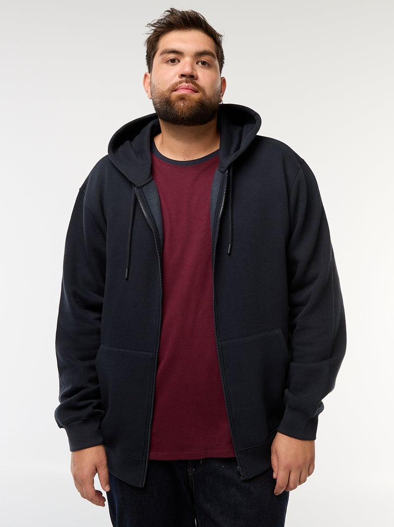 Sweatshirt com capuz e abertura com fecho Azul - Kiabi