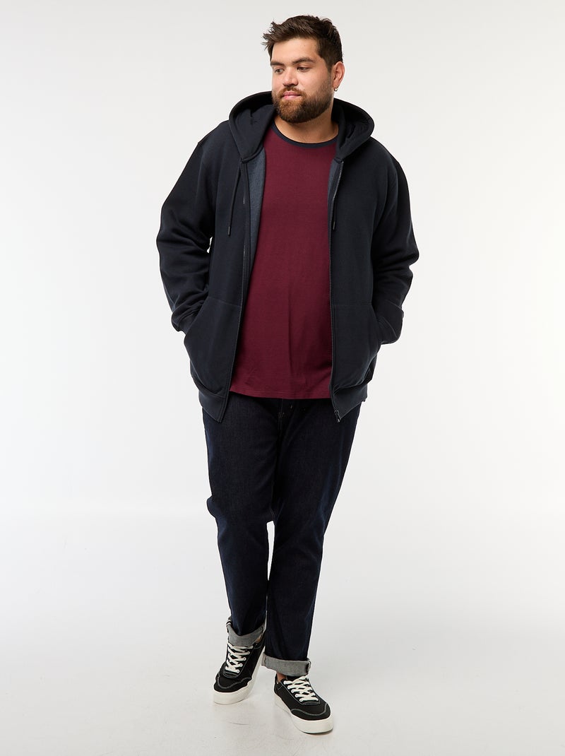 Sweatshirt com capuz e abertura com fecho Azul - Kiabi