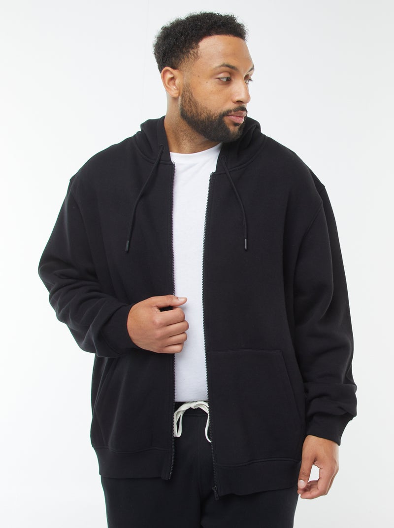 Sweatshirt com capuz e abertura com fecho Preto - Kiabi