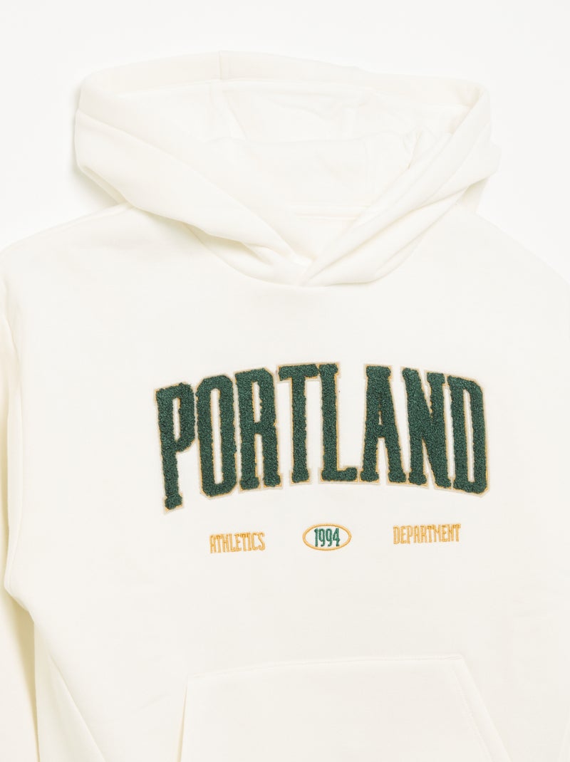 Sweatshirt com capuz e bolso canguru Branco - Kiabi