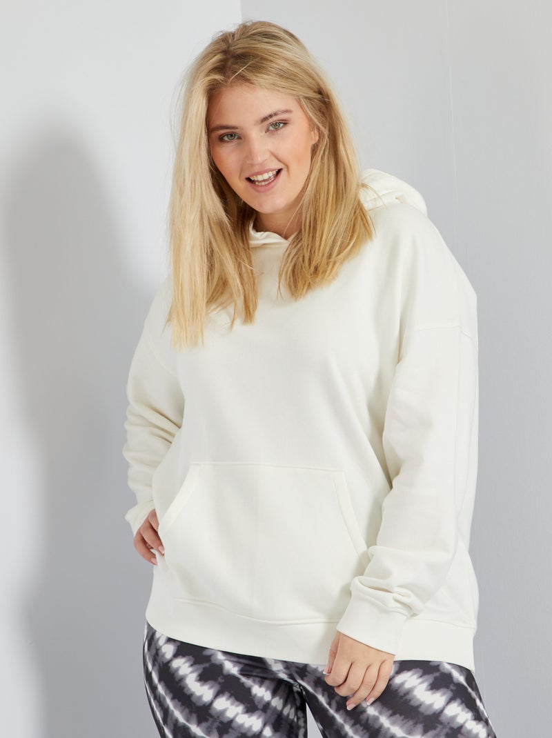 Sweatshirt com capuz e bolso canguru Branco - Kiabi