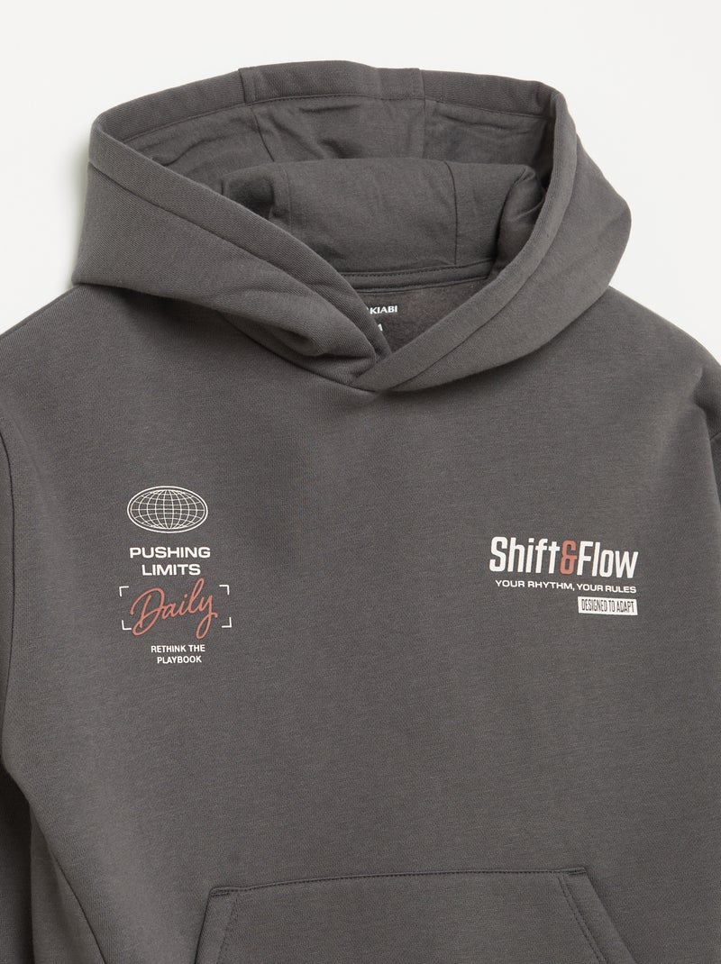 Sweatshirt com capuz e bolso canguru Cinzento escuro - Kiabi