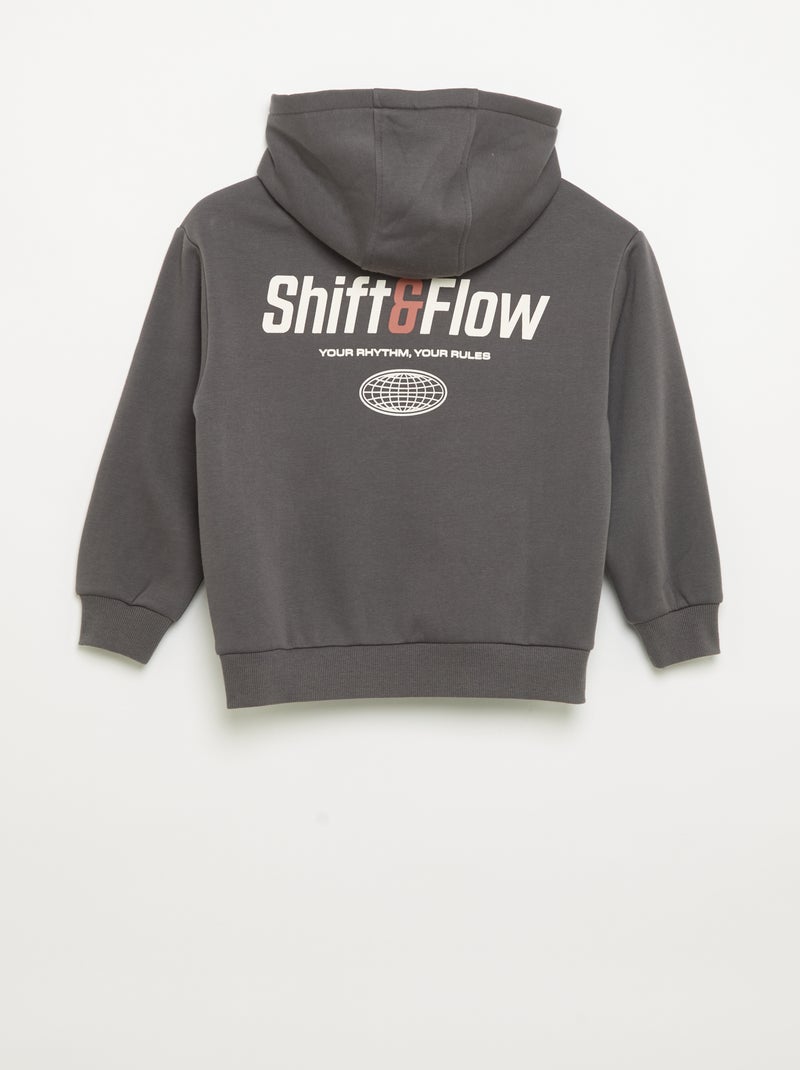 Sweatshirt com capuz e bolso canguru Cinzento escuro - Kiabi