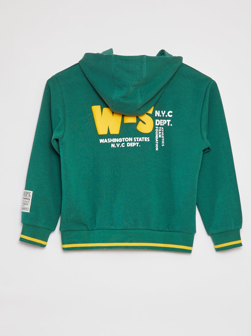 Sweatshirt com capuz e estampa VERDE - Kiabi