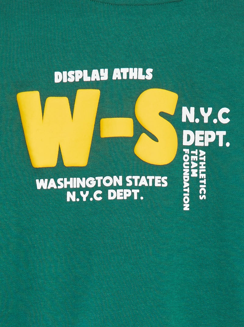 Sweatshirt com capuz e estampa VERDE - Kiabi