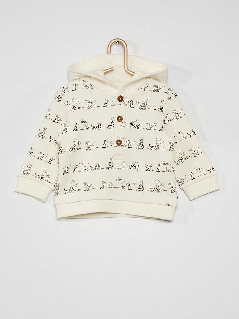 Sweatshirt com capuz e estampado 'animais' BRANCO - Kiabi