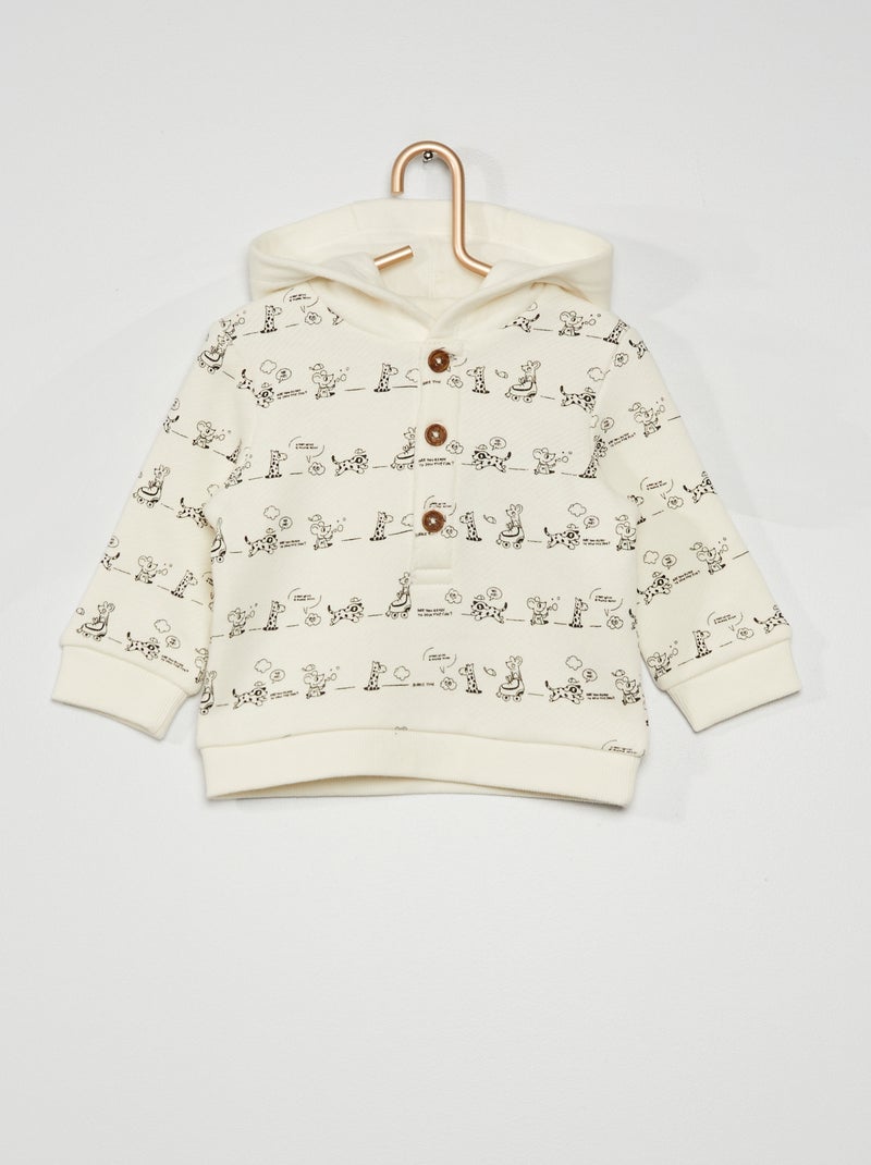 Sweatshirt com capuz e estampado 'animais' BRANCO - Kiabi