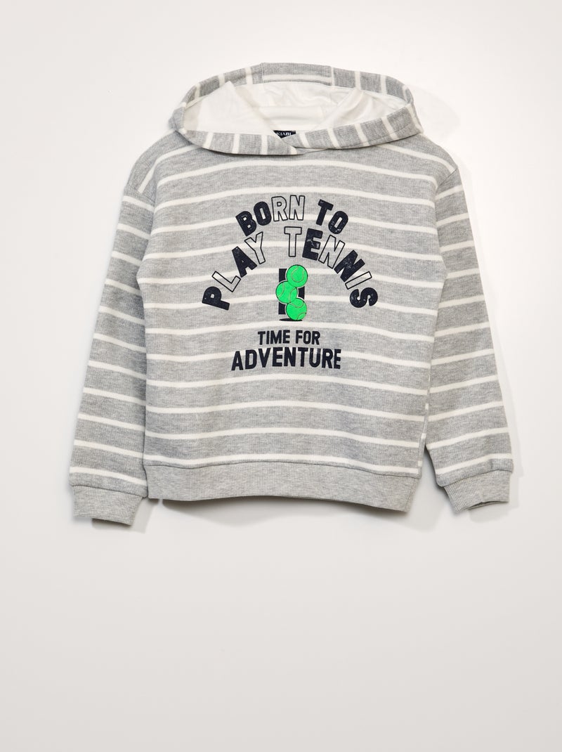 Sweatshirt com capuz e estampado às riscas CINZA - Kiabi