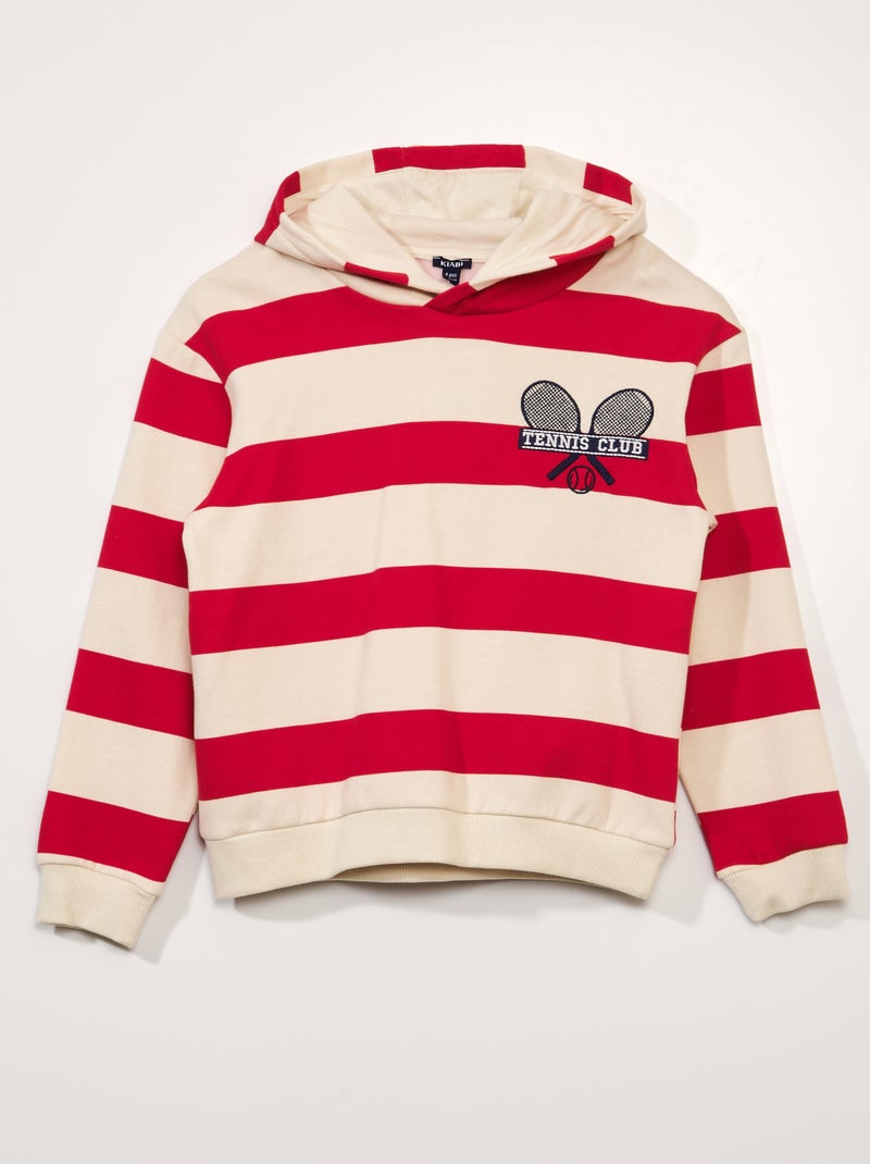 Sweatshirt com capuz e estampado às riscas VERMELHO - Kiabi