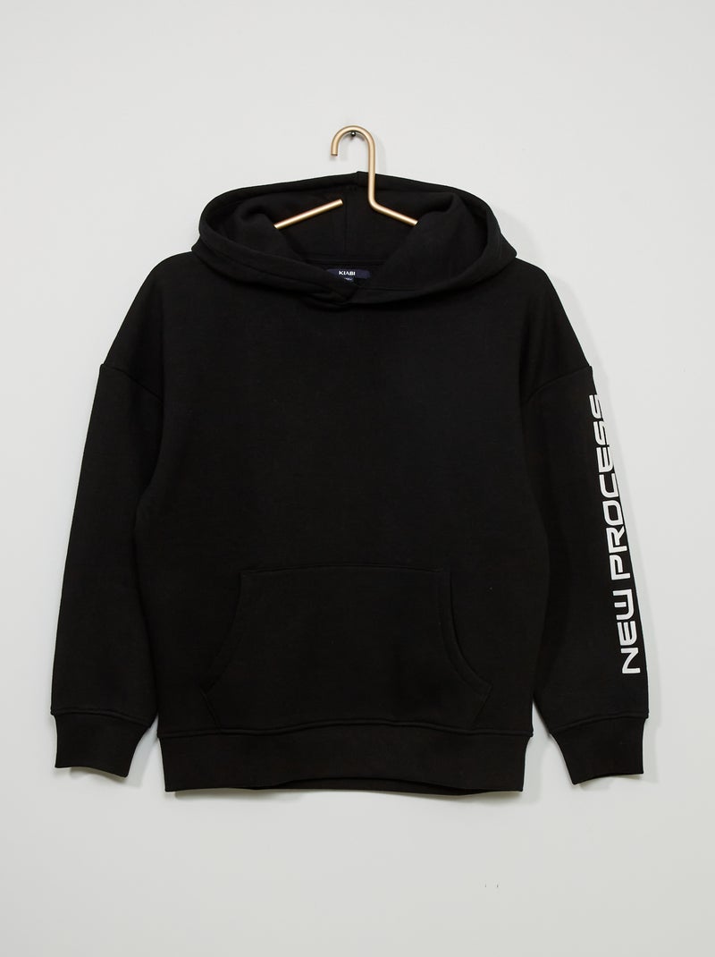 Sweatshirt com capuz e estampado atrás PRETO - Kiabi
