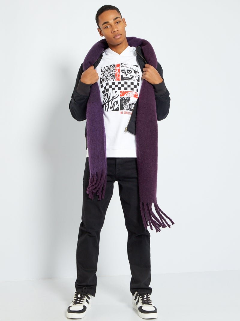 Sweatshirt com capuz e estampado BRANCO - Kiabi