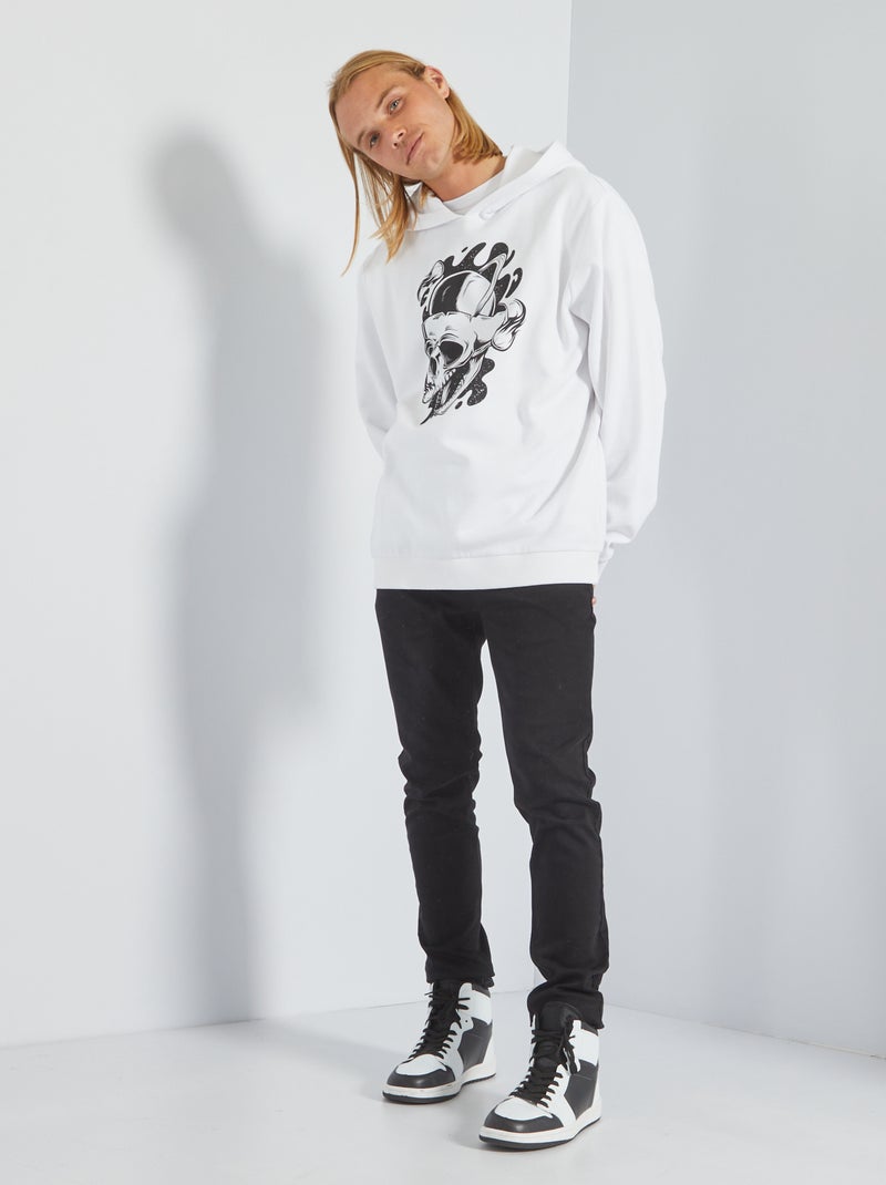 Sweatshirt com capuz e estampado BRANCO - Kiabi