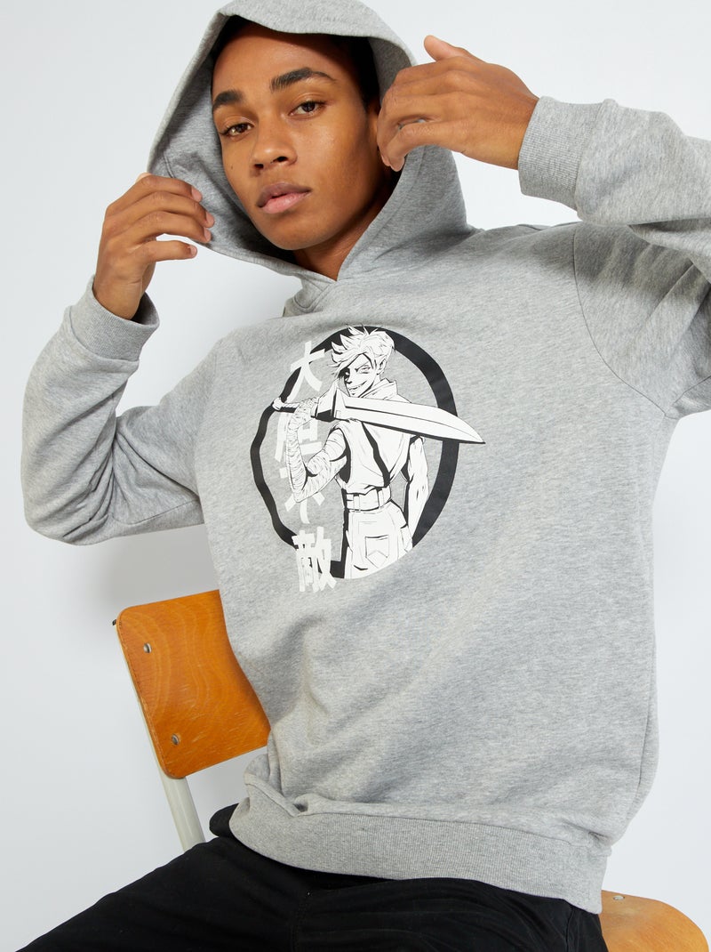 Sweatshirt com capuz e estampado CINZA - Kiabi