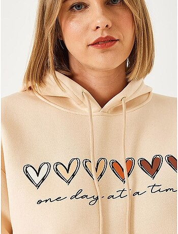 Sweatshirt com capuz e estampado de coração escovado de três fios lucci