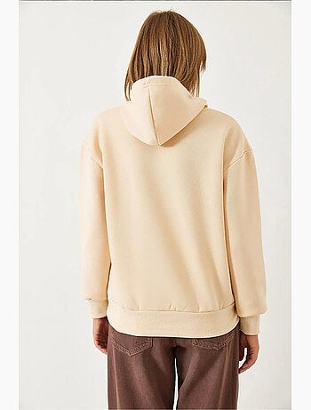 Sweatshirt com capuz e estampado de coração escovado de três fios lucci