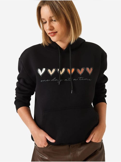 Sweatshirt com capuz e estampado de coração escovado de três fios lucci - Kiabi Sweatshirt com capuz e estampado de coração escovado de três fios lucci - Kiabi