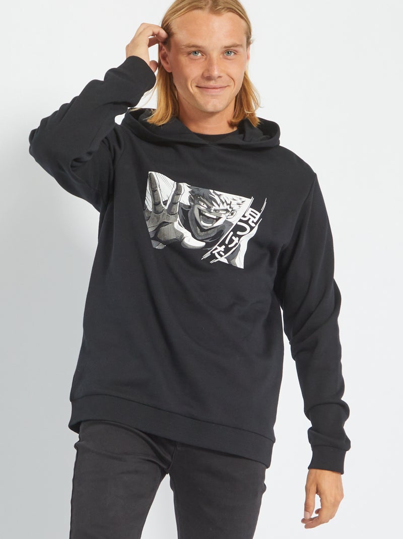 Sweatshirt com capuz e estampado PRETO - Kiabi