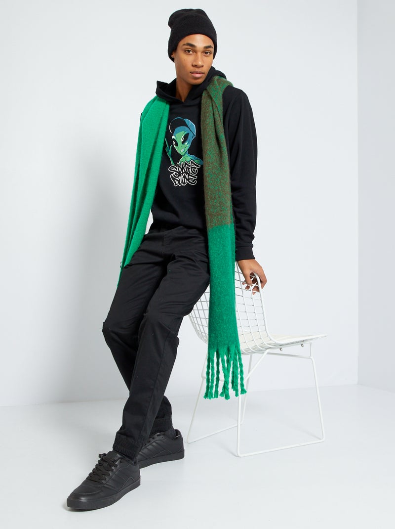 Sweatshirt com capuz e estampado PRETO - Kiabi