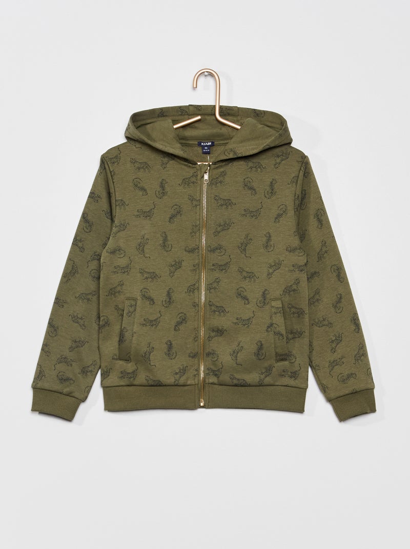 Sweatshirt com capuz e estampado 'tigres' CAQUI - Kiabi