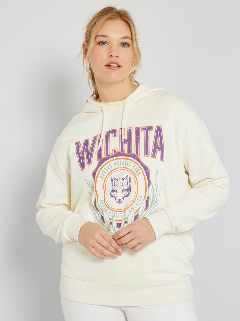 Sweatshirt com capuz e estampado vintage BRANCO - Kiabi