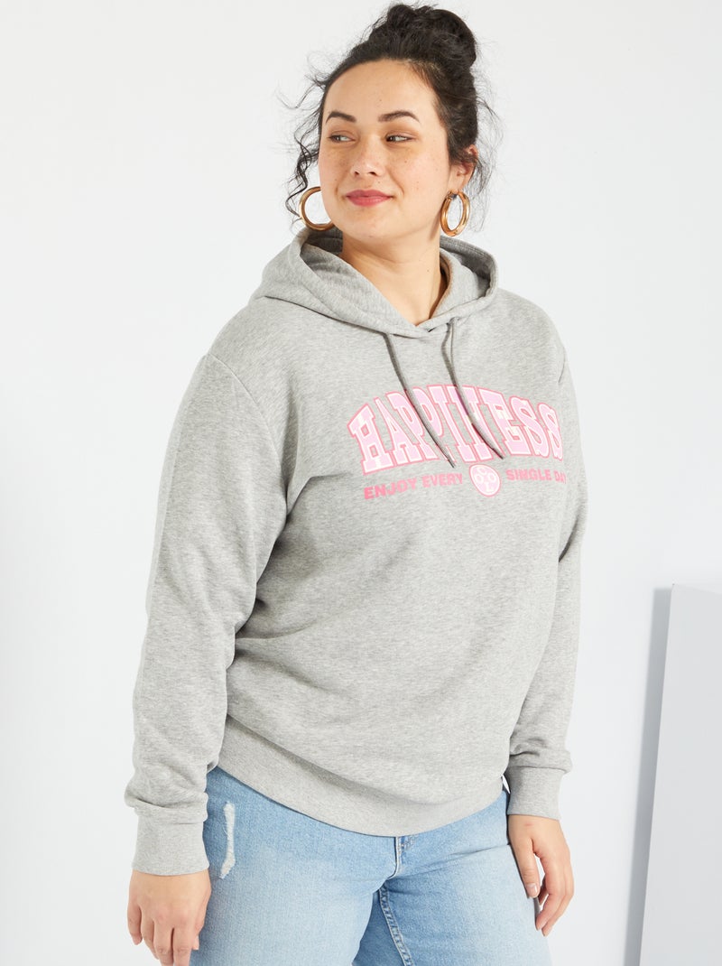 Sweatshirt com capuz e estampado vintage CINZA - Kiabi