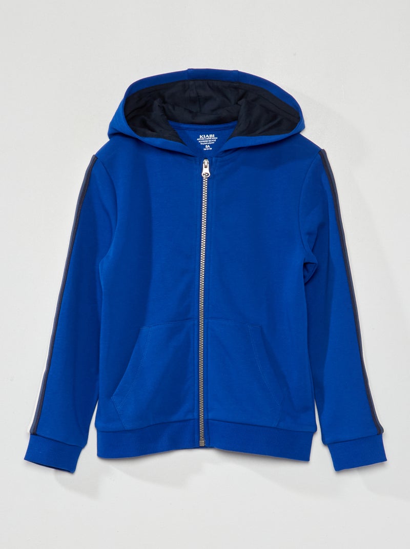 Sweatshirt com capuz e faixa tricolor AZUL - Kiabi