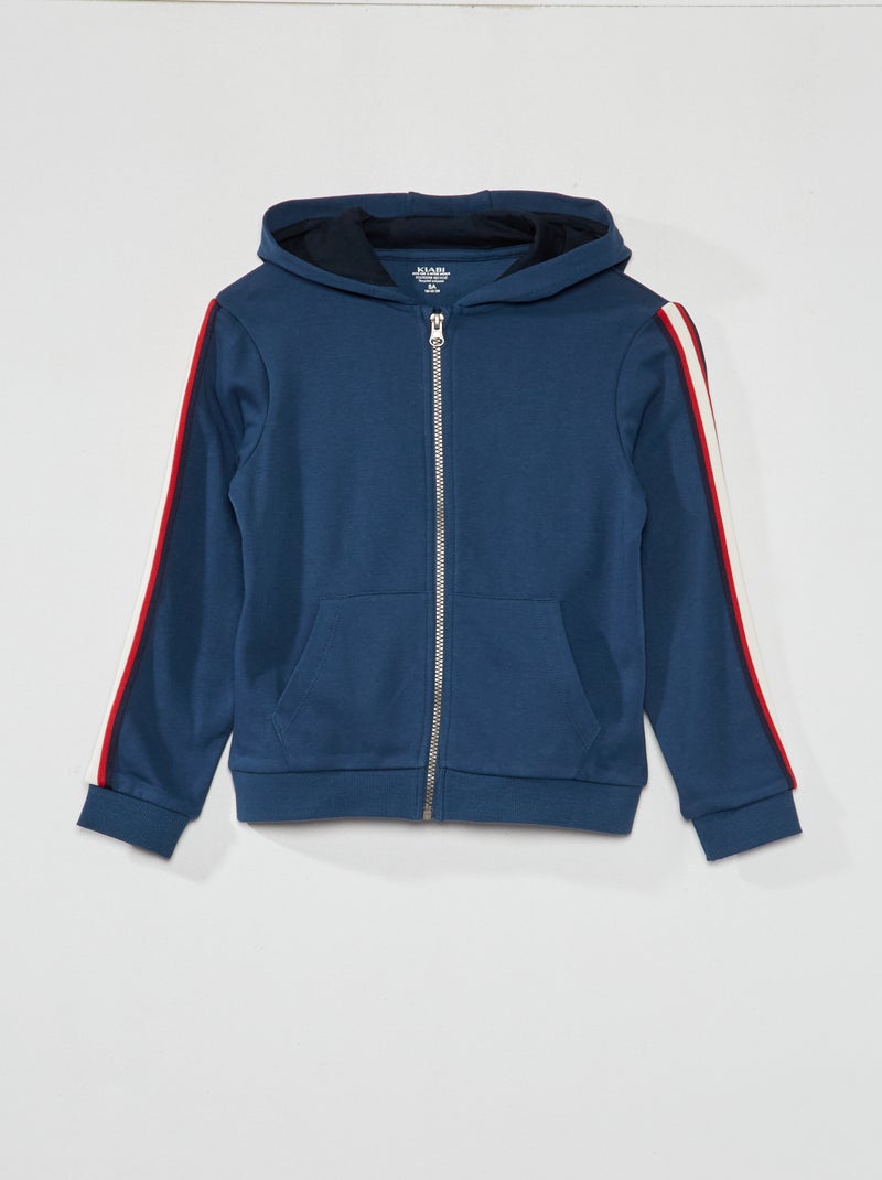 Sweatshirt com capuz e faixa tricolor Azul Escuro - Kiabi