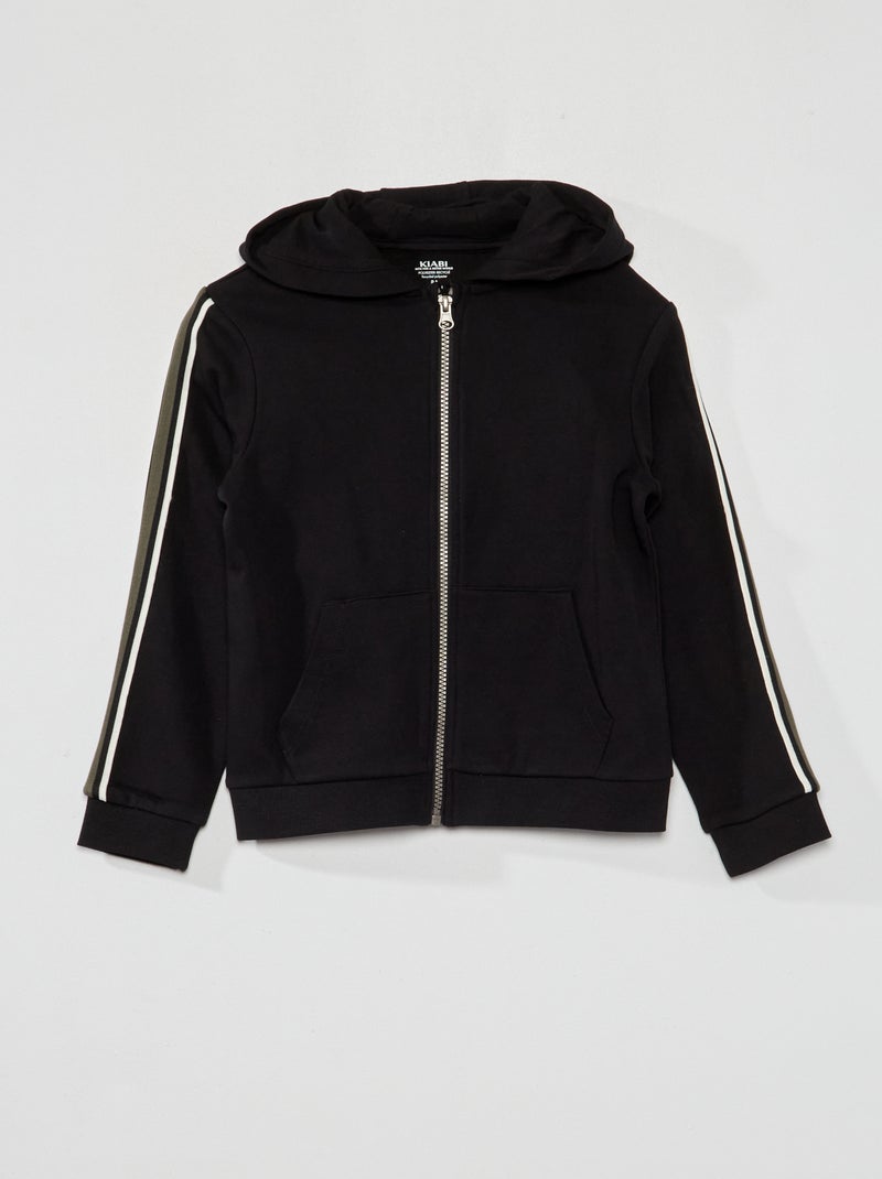 Sweatshirt com capuz e faixa tricolor Preto - Kiabi