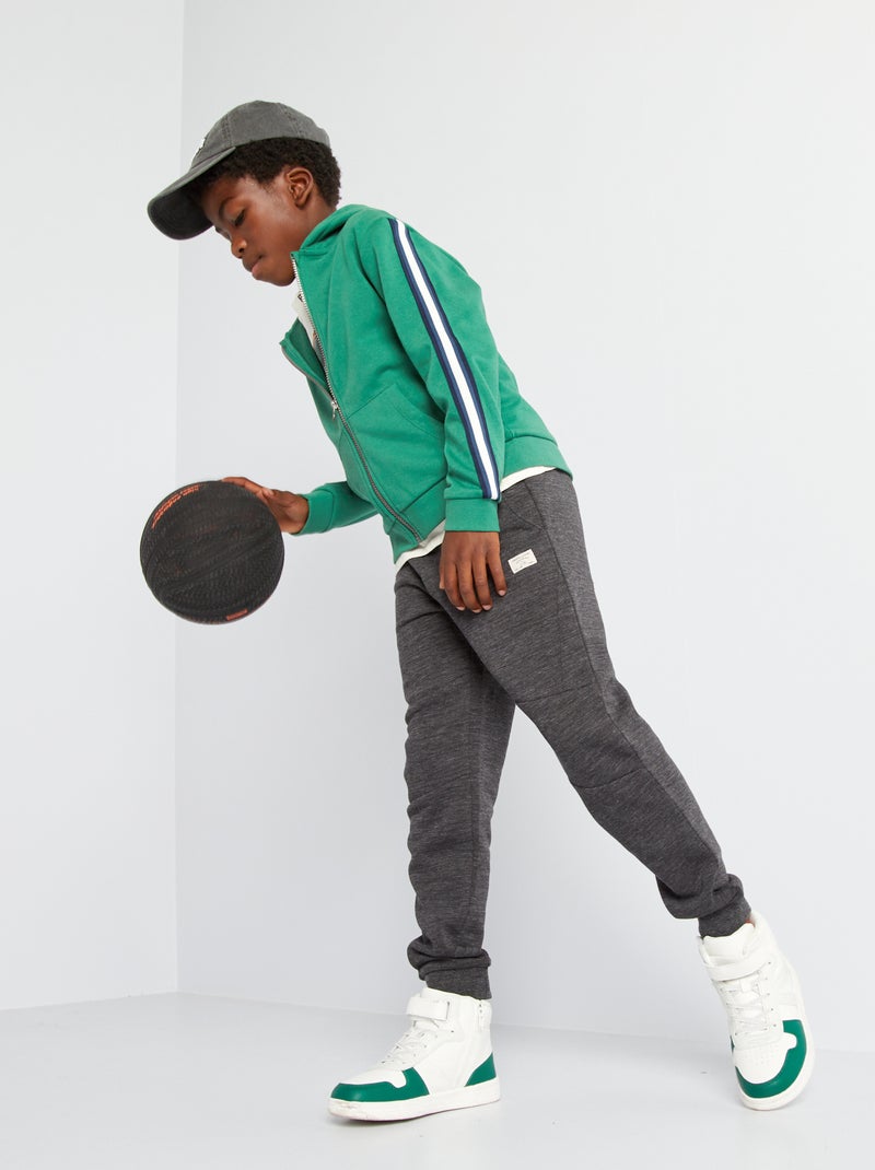 Sweatshirt com capuz e faixa tricolor Verde - Kiabi