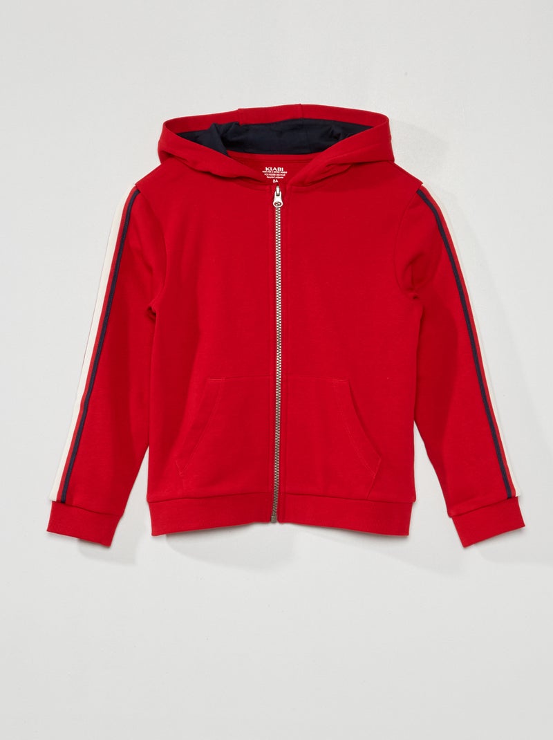Sweatshirt com capuz e faixa tricolor VERMELHO - Kiabi