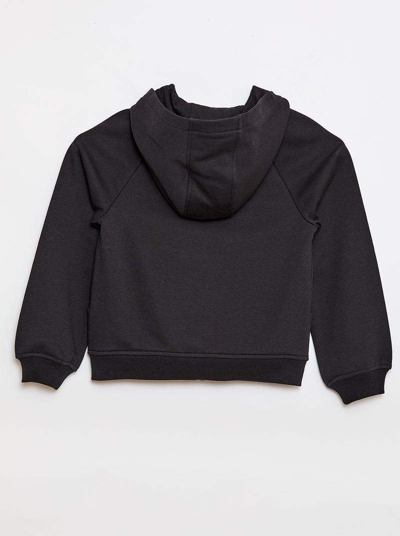 Sweatshirt com capuz e fecho - Coleção fácil de vestir Preto - Kiabi