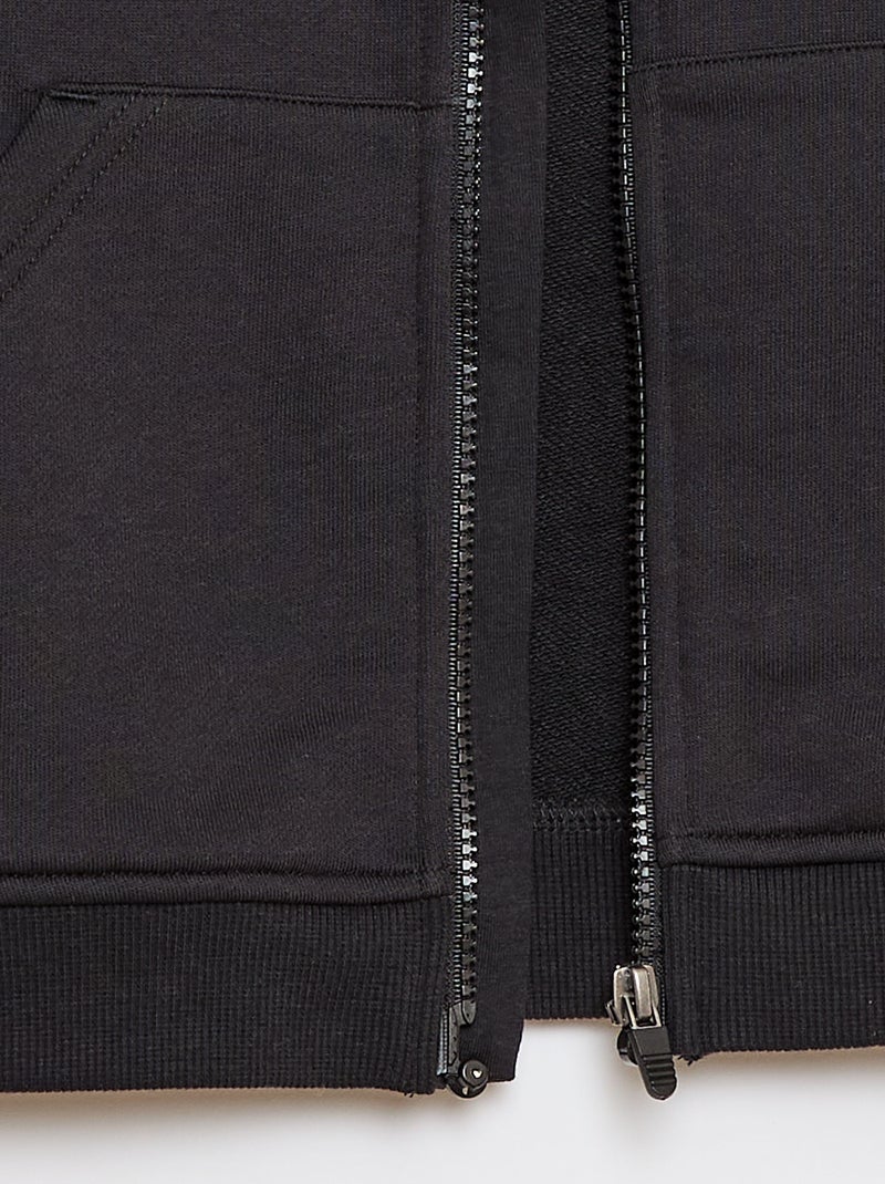 Sweatshirt com capuz e fecho - Coleção fácil de vestir Preto - Kiabi