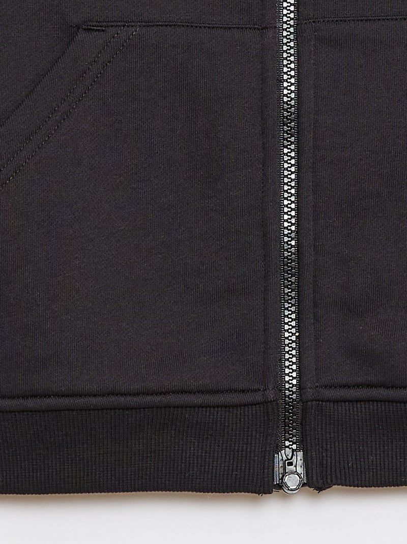 Sweatshirt com capuz e fecho - Coleção fácil de vestir Preto - Kiabi