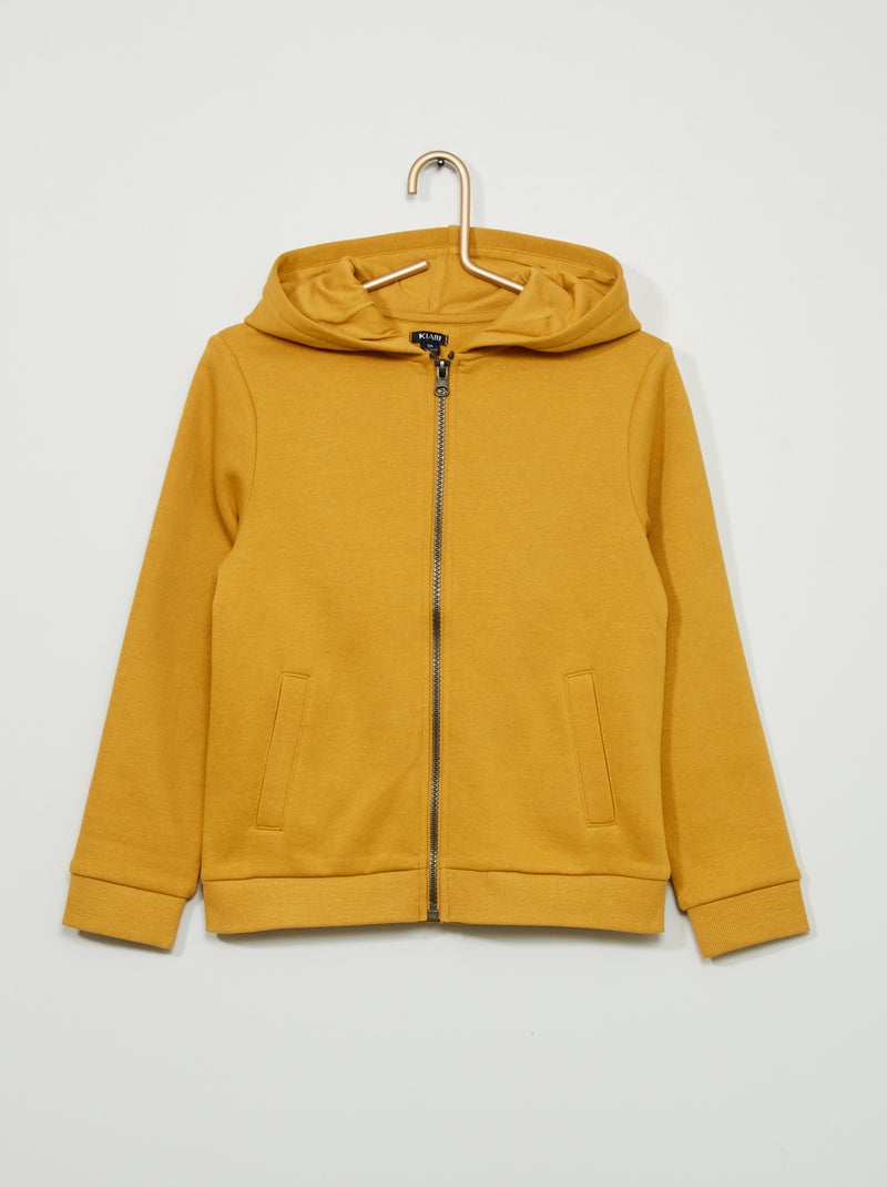 Sweatshirt com capuz e fecho AMARELO - Kiabi