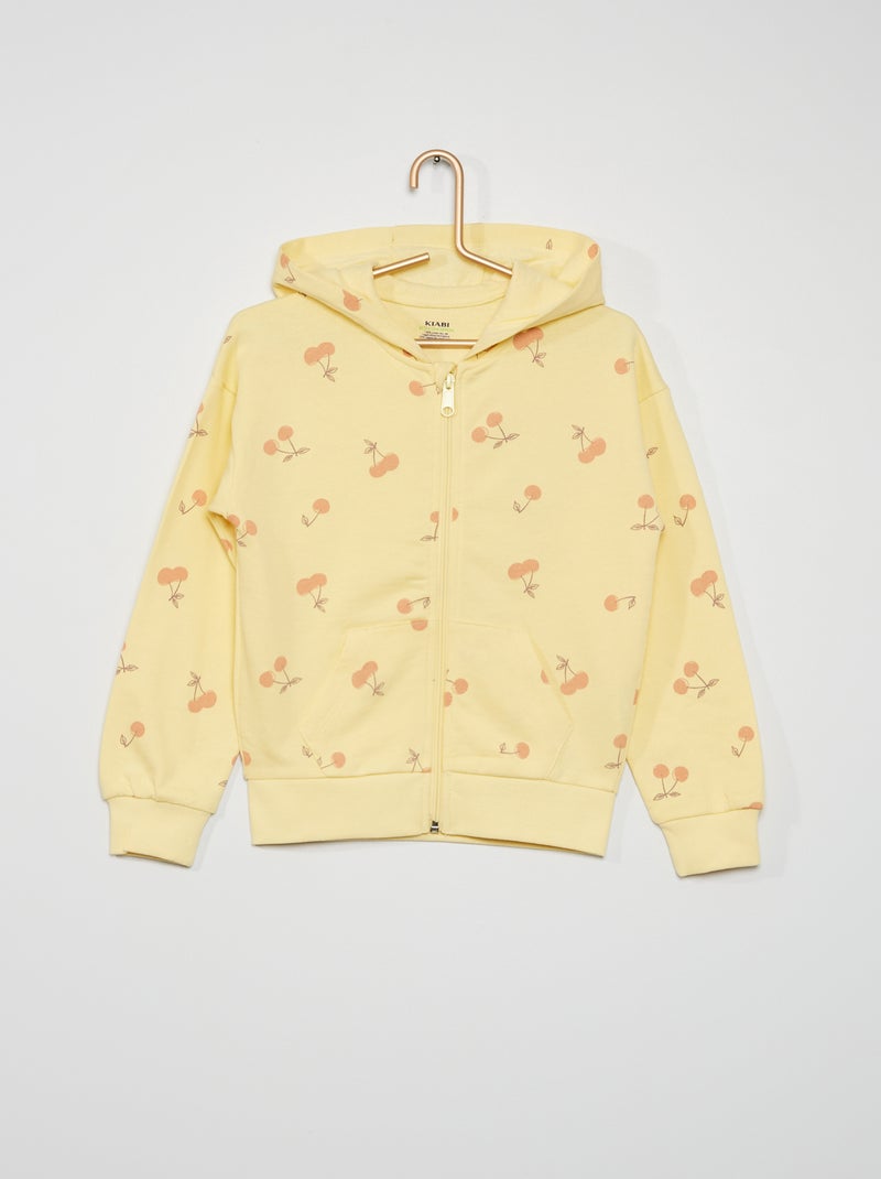 Sweatshirt com capuz e fecho AMARELO - Kiabi