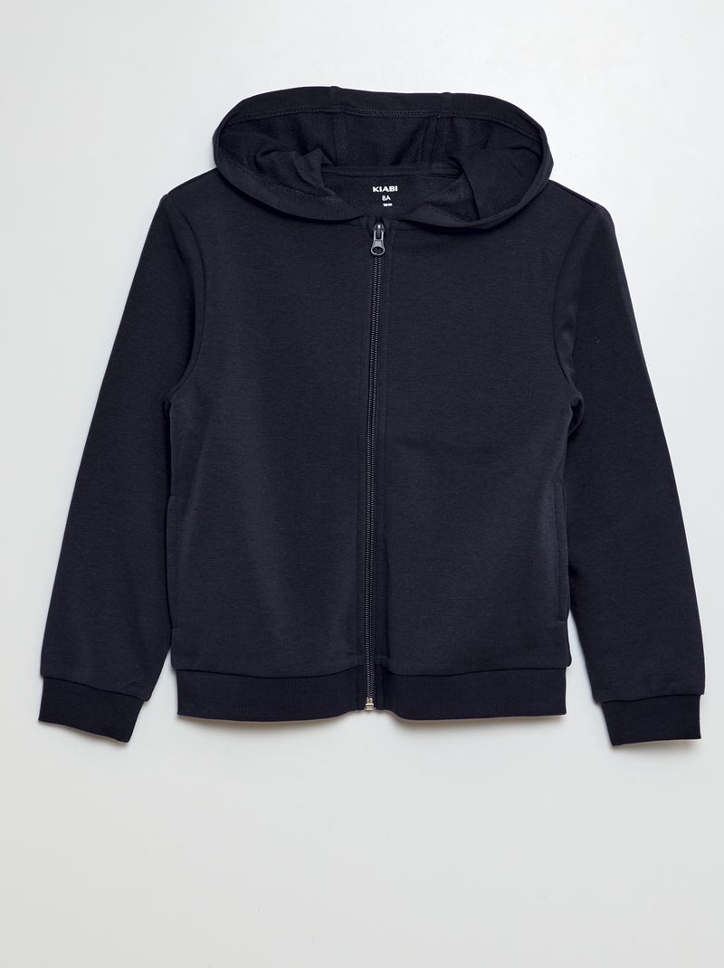Sweatshirt com capuz e fecho AZUL - Kiabi